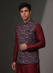 Diwali Jacquard Koti Kurta Pajama Set for Men – Silk Kurta Pyjama with Heavy Jacquard Nehru Jacket 40
