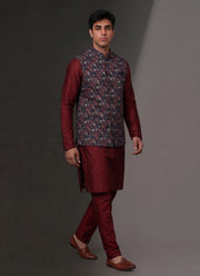 Diwali Jacquard Koti Kurta Pajama Set for Men – Silk Kurta Pyjama with Heavy Jacquard Nehru Jacket 39