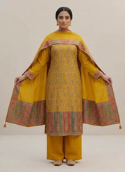 Diwali Yellow Paisley Kani Silk Suit – Jamawar Weave & Kani Dupatta 3