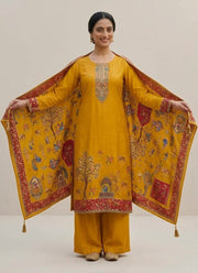 Diwali Mustard Kani Silk Suit – Handwoven Tree of Life Hem & Kani Dupatta 3