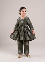 Diwali Cotton Kurta Set for Girls – Printed Kediya Top with Tie Belt & Pants 10