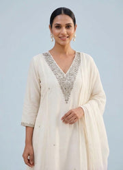 Diwali Lavender Ombre Anarkali Suit – Mal Chanderi with Mirror Work Neckline & Dupatta 3