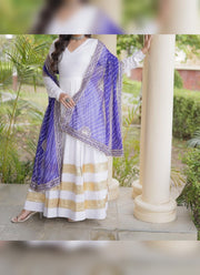 Diwali Leheriya Dupatta Gown – Rayon Anarkali with Gold Gota Patti Stripes & Zari Leheriya Dupatta 17