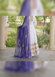 Diwali Leheriya Dupatta Gown – Rayon Anarkali with Gold Gota Patti Stripes & Zari Leheriya Dupatta 18