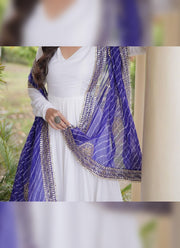 Diwali Leheriya Dupatta Gown – Rayon Anarkali with Gold Gota Patti Stripes & Zari Leheriya Dupatta 19