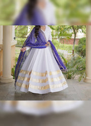Diwali Leheriya Dupatta Gown – Rayon Anarkali with Gold Gota Patti Stripes & Zari Leheriya Dupatta 9