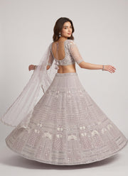 Diwali Lilac Net Lehenga – Resham Thread & Sequin Patchwork Embroidery with Net Dupatta 3