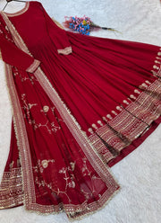 Diwali Maroon Blooming Anarkali Gown – Sequin Border Gown with Embroidered Dupatta 2