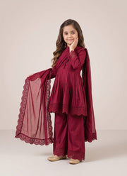 Peplum Sharara Set for Girls – Roman Silk with Cutwork Lace Dupatta 4