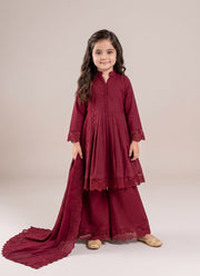 Peplum Sharara Set for Girls – Roman Silk with Cutwork Lace Dupatta 3