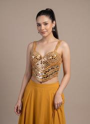 Mirror Work Blouse – Padded Bustier Crop Top with Real Mirror Handwork 6