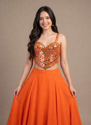 Mirror Work Blouse – Padded Bustier Crop Top with Real Mirror Handwork 8