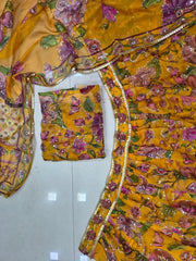Diwali Mustard Floral Print Lehenga – Tabby Silk with Sequin & Real Mirror Work and Printed Dupatta 6