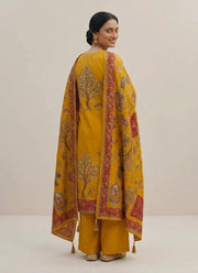 Diwali Mustard Kani Silk Suit – Handwoven Tree of Life Hem & Kani Dupatta 6