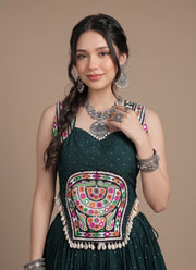 Diwali Navratri Chaniya Choli – Rayon Lehenga with Gamthi Mirror Work Choli & Cowrie Shell Lace 4