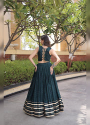 Diwali Navratri Chaniya Choli – Rayon Lehenga with Gamthi Mirror Work Choli & Cowrie Shell Lace 19