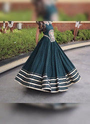 Diwali Navratri Chaniya Choli – Rayon Lehenga with Gamthi Mirror Work Choli & Cowrie Shell Lace 17