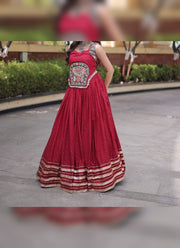 Diwali Navratri Chaniya Choli – Rayon Lehenga with Gamthi Mirror Work Choli & Cowrie Shell Lace 14