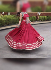 Diwali Navratri Chaniya Choli – Rayon Lehenga with Gamthi Mirror Work Choli & Cowrie Shell Lace 27