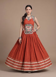 Diwali Navratri Chaniya Choli – Rayon Lehenga with Gamthi Mirror Work Choli & Cowrie Shell Lace 9