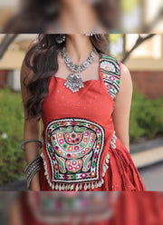 Diwali Navratri Chaniya Choli – Rayon Lehenga with Gamthi Mirror Work Choli & Cowrie Shell Lace 25