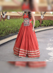 Diwali Navratri Chaniya Choli – Rayon Lehenga with Gamthi Mirror Work Choli & Cowrie Shell Lace 10