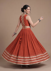 Diwali Navratri Chaniya Choli – Rayon Lehenga with Gamthi Mirror Work Choli & Cowrie Shell Lace 11