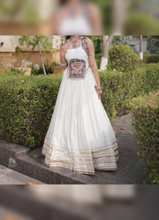 Diwali Navratri Chaniya Choli – Rayon Lehenga with Gamthi Mirror Work Choli & Cowrie Shell Lace 23
