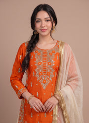 Diwali Ombre Silk Sharara Suit – Sequin Embroidered GMY Silk Kurti with Pearl Work Dupatta 8