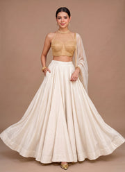 Diwali Pearl Halter Neck Lehenga – Readymade Roman Silk Lehenga with Pockets & Net Dupatta 9