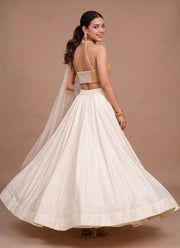 Diwali Pearl Halter Neck Lehenga – Readymade Roman Silk Lehenga with Pockets & Net Dupatta 11
