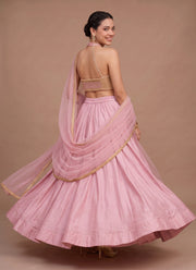Diwali Pearl Halter Neck Lehenga – Readymade Roman Silk Lehenga with Pockets & Net Dupatta 15