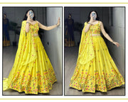Classical Yellow Embroidery Lehenga with Blouse & Dupatta 5