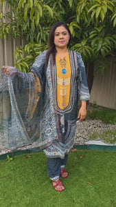 Multi-Color Crepe Silk Salwar Suit – Stone & Pearl Work