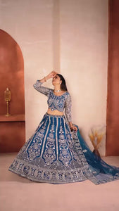 Butterfly Net Cocktail Lehenga Choli with Sequins Embroidery + Dupatta