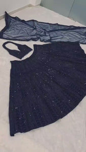 Net Lehenga Choli with Sequins & Dori Embroidery + Dupatta