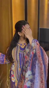 Purple Crepe Silk Salwar Suit – Elegant Pearl Work