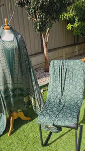 Green Ajrak Salwar Kameez – Pure Modal Fabric with Jari Border Dupatta