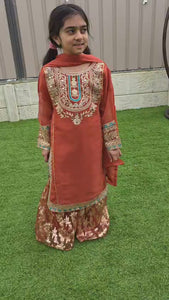 Brick Chiffon Kids Sharara – Elegant Ethnic Wear