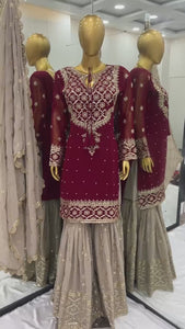 Heavy Faux Georgette Sharara Set – Embroidered with Dupatta