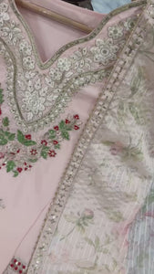 Farshi Salwar Suit – Embroidered Crepe Set with Chinon Silk Dupatta