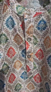 Multicolor silk kurta with white cotton payjama – traditional boys outfit