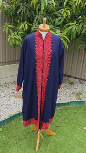 Navy Blue Kashmiri Long Coat for Women