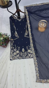 Heavy Faux Georgette Gharara Dress – Embroidered Kurti, Lahenga & Dupatta