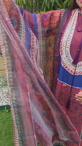 Pink Crepe Silk Salwar Suit – Stone Work & Floral Print