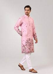 Diwali Pure Silk Kurta for Men – Multicolour Thread & Sequin Daman Embroidery with Optional Pyjama 3