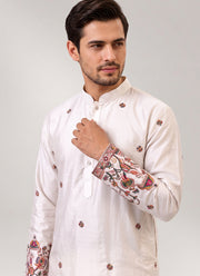 Diwali Pure Silk Kurta for Men – Multicolour Thread & Sequin Daman Embroidery with Optional Pyjama 16