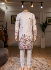 Diwali Pure Silk Kurta for Men – Multicolour Thread & Sequin Daman Embroidery with Optional Pyjama 14