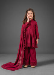 Peplum Sharara Set for Girls – Roman Silk with Cutwork Lace Dupatta 9