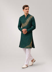 Diwali Sequin Kurta Pajama for Men – Crunchy Silk Kurta with Bead & Sequin Wave Work and Cotton Pajama 3